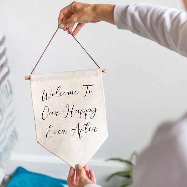 Personalised Own Message Linen Style Hanging Flag Pennant Sign - Image 9