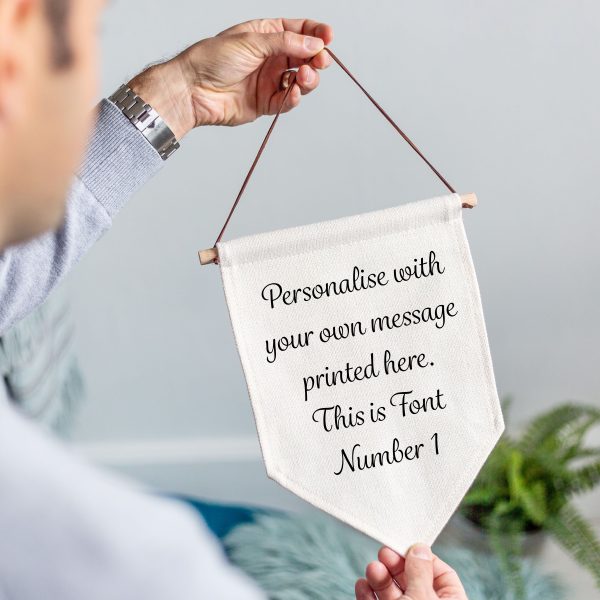 Personalised Own Message Linen Style Hanging Flag Pennant Sign - Image 2