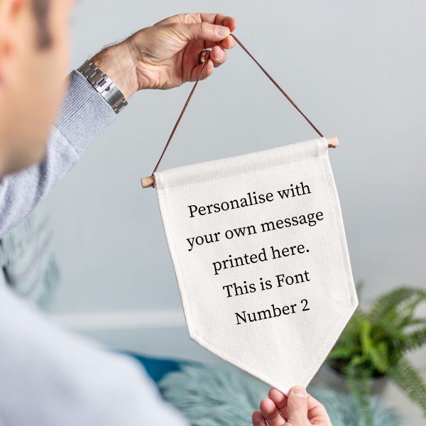 Personalised Own Message Linen Style Hanging Flag Pennant Sign - Image 3