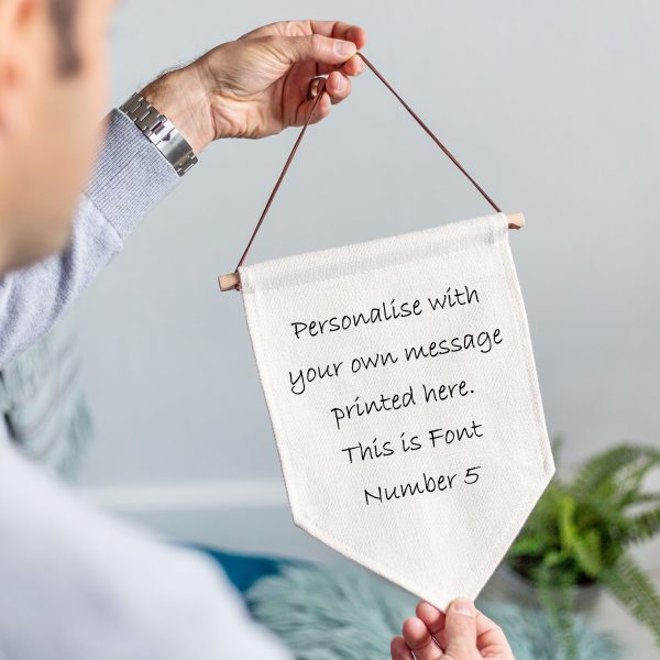 Personalised Own Message Linen Style Hanging Flag Pennant Sign - Image 6