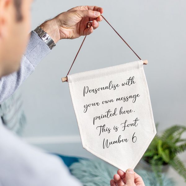 Personalised Own Message Linen Style Hanging Flag Pennant Sign - Image 7