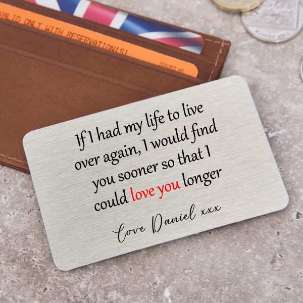 Personalised Love You Longer Metal Wallet Card - Image 2