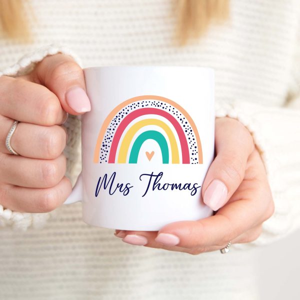 Personalised Teacher Rainbow Ceramic Mug Cup