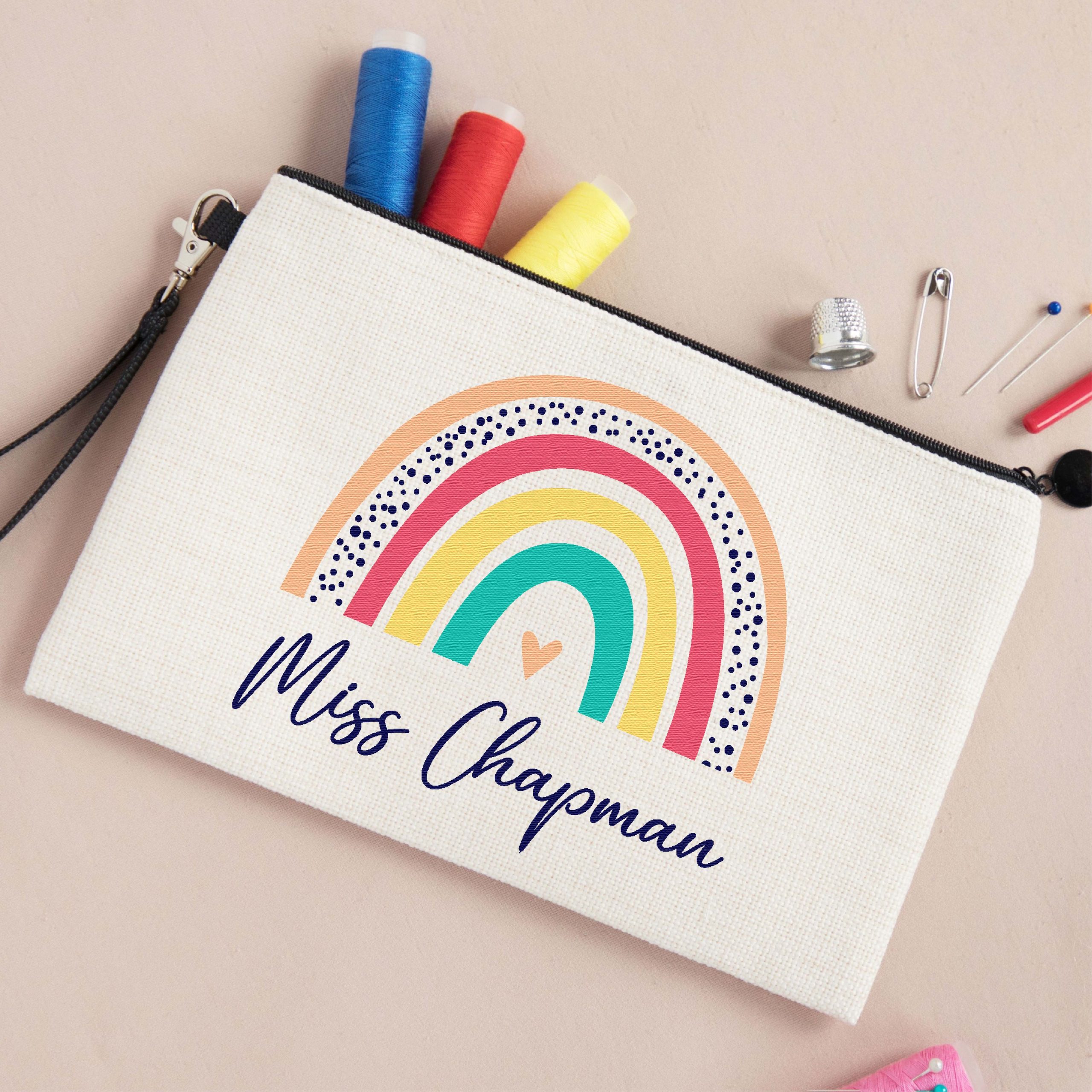 Personalised Teacher Linen Pencil Case - Teacher Appreciation Gift - Image 2