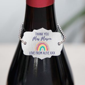Personalised Teacher Rainbow Metal Bottle Tag - Gift Tag for Teacher
