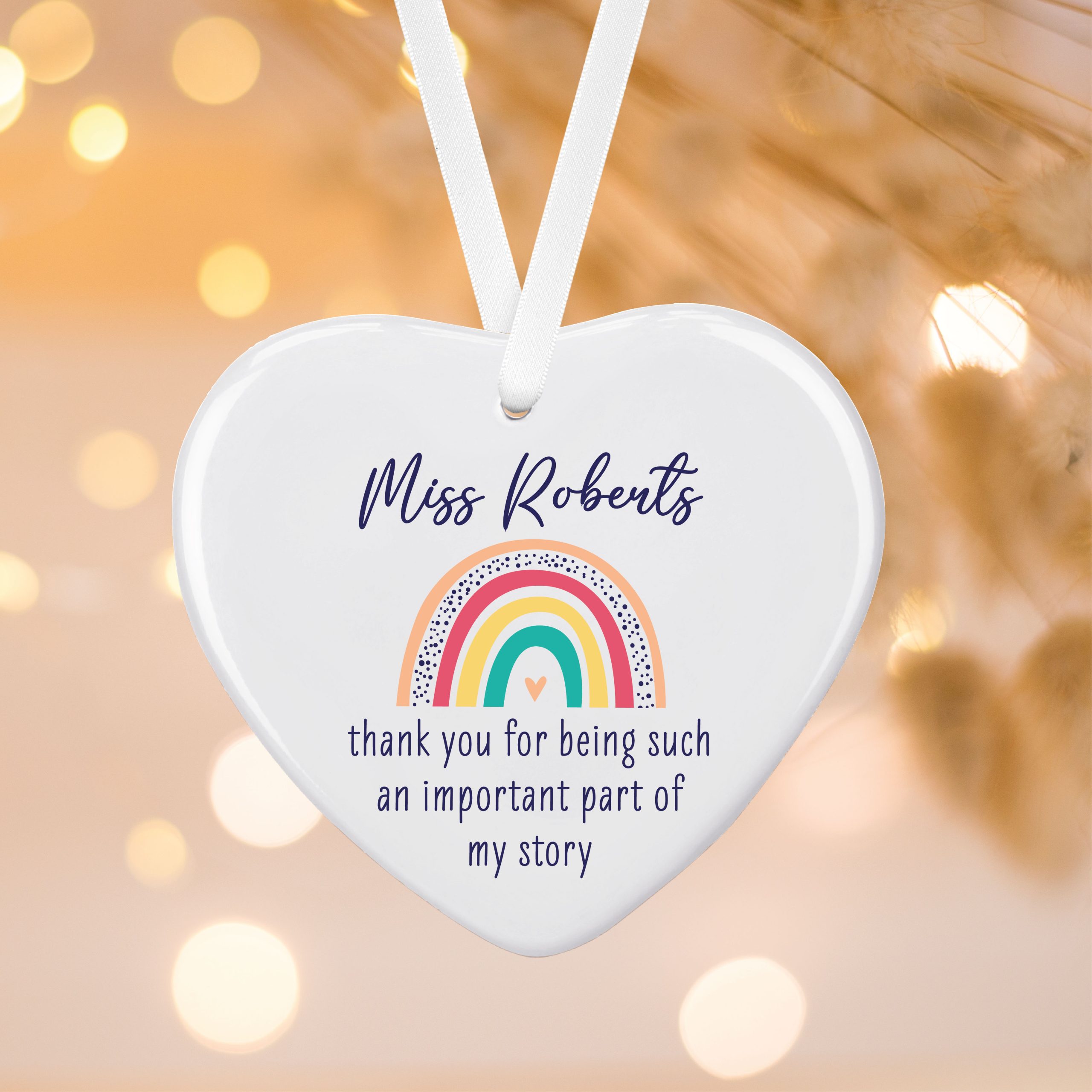Personalised Teacher Rainbow Ceramic Classroom Decoration - Teacher Appreciation Gift