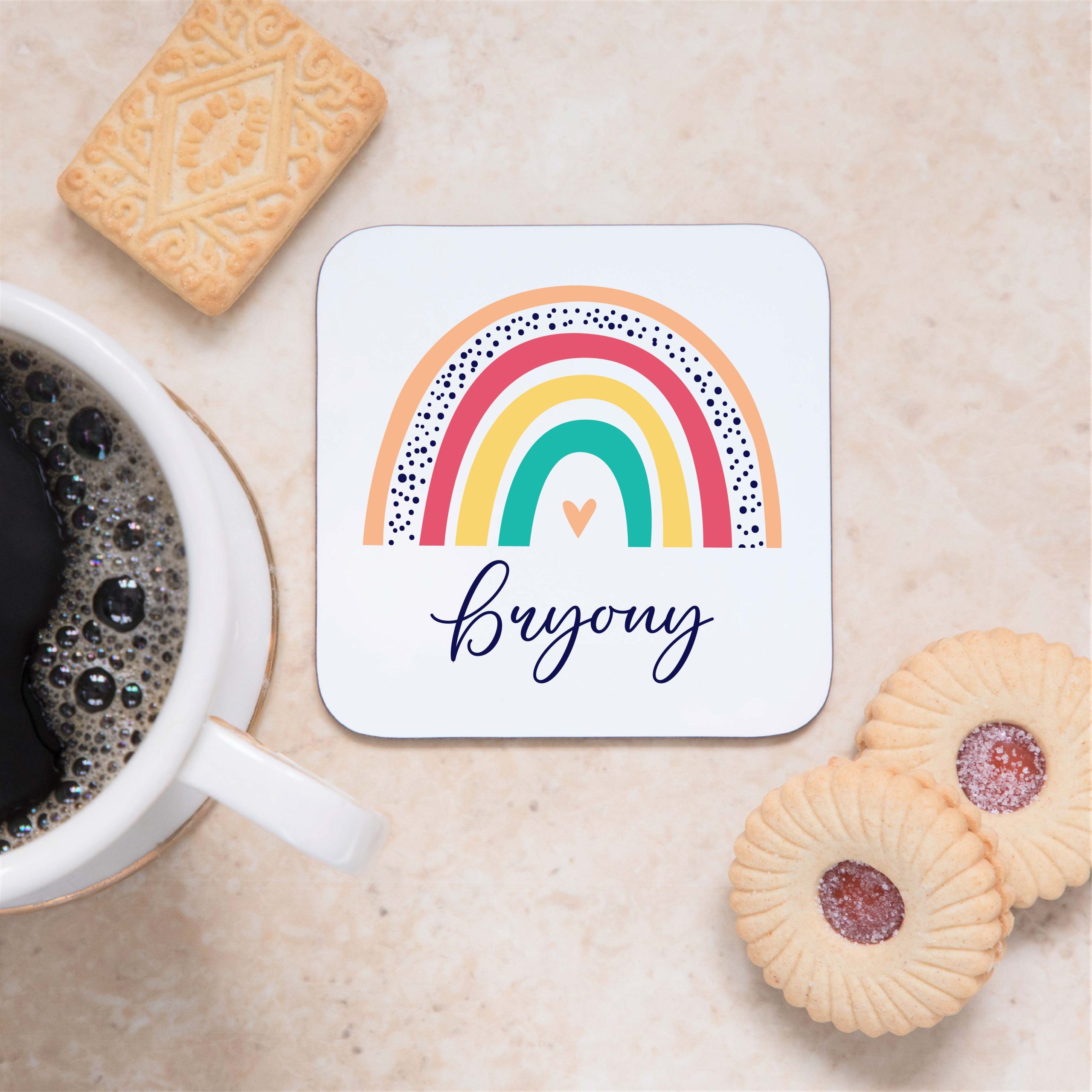Personalised Teacher Rainbow Wooden Coaster - Teacher Appreciation Gift - Image 3