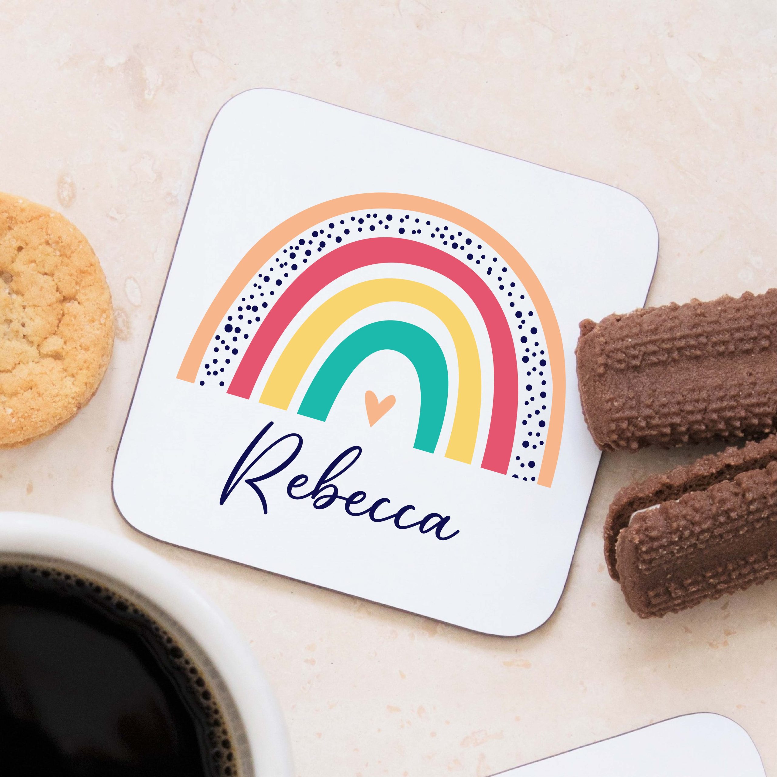 Personalised Teacher Rainbow Wooden Coaster - Teacher Appreciation Gift - Image 5