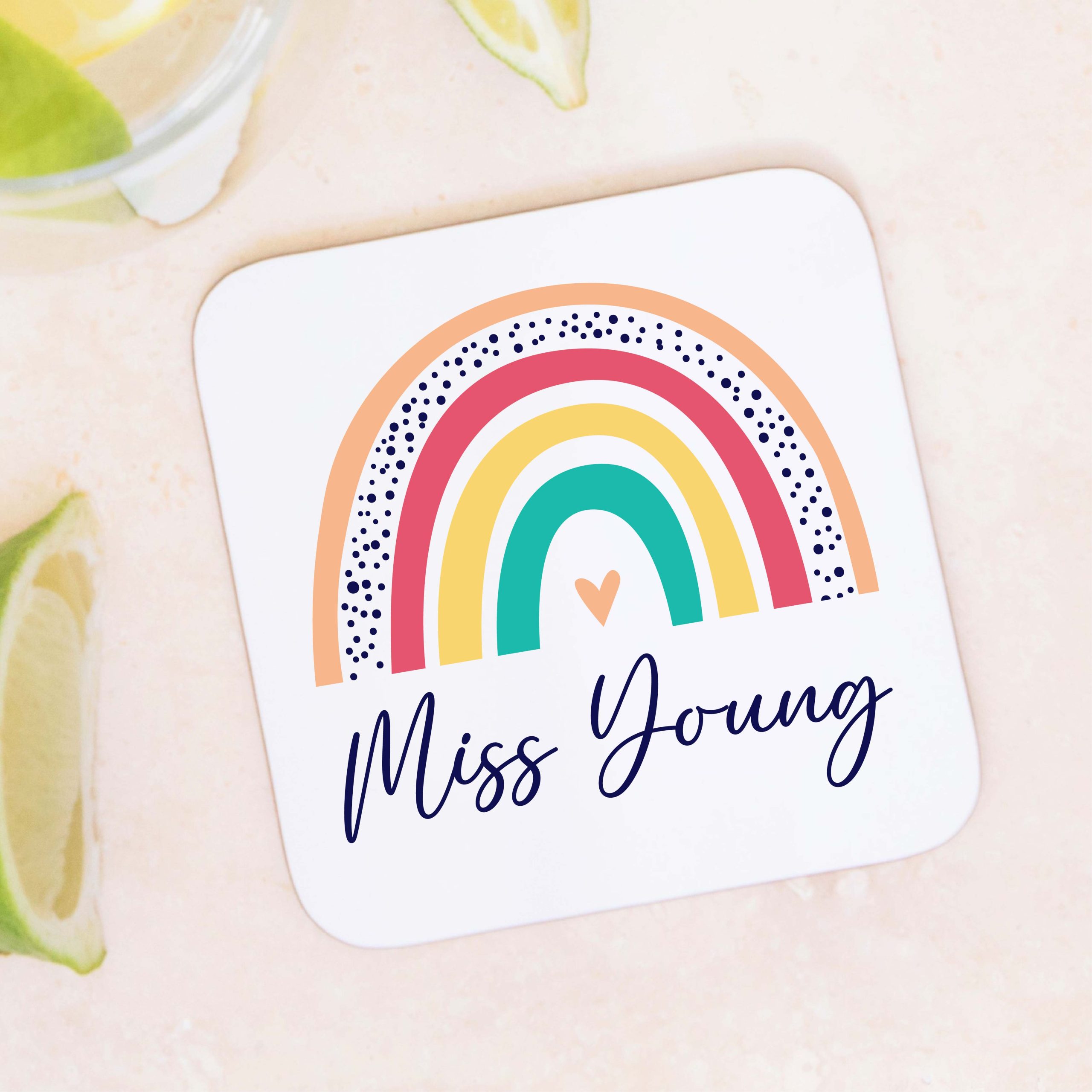Personalised Teacher Rainbow Wooden Coaster - Teacher Appreciation Gift - Image 6