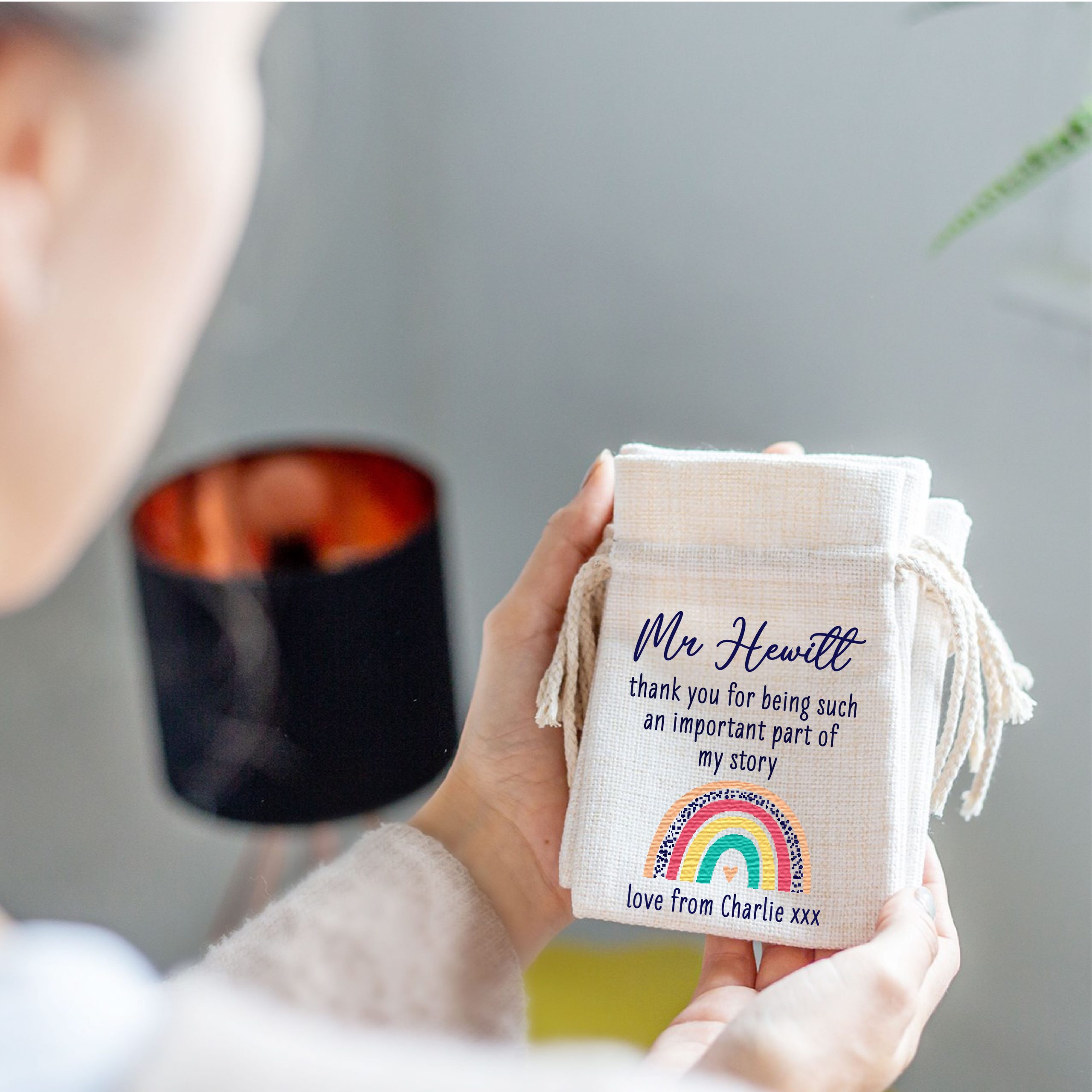 Personalised Teacher Linen Drawstring Pouch - Teacher Appreciation Gift - Image 5