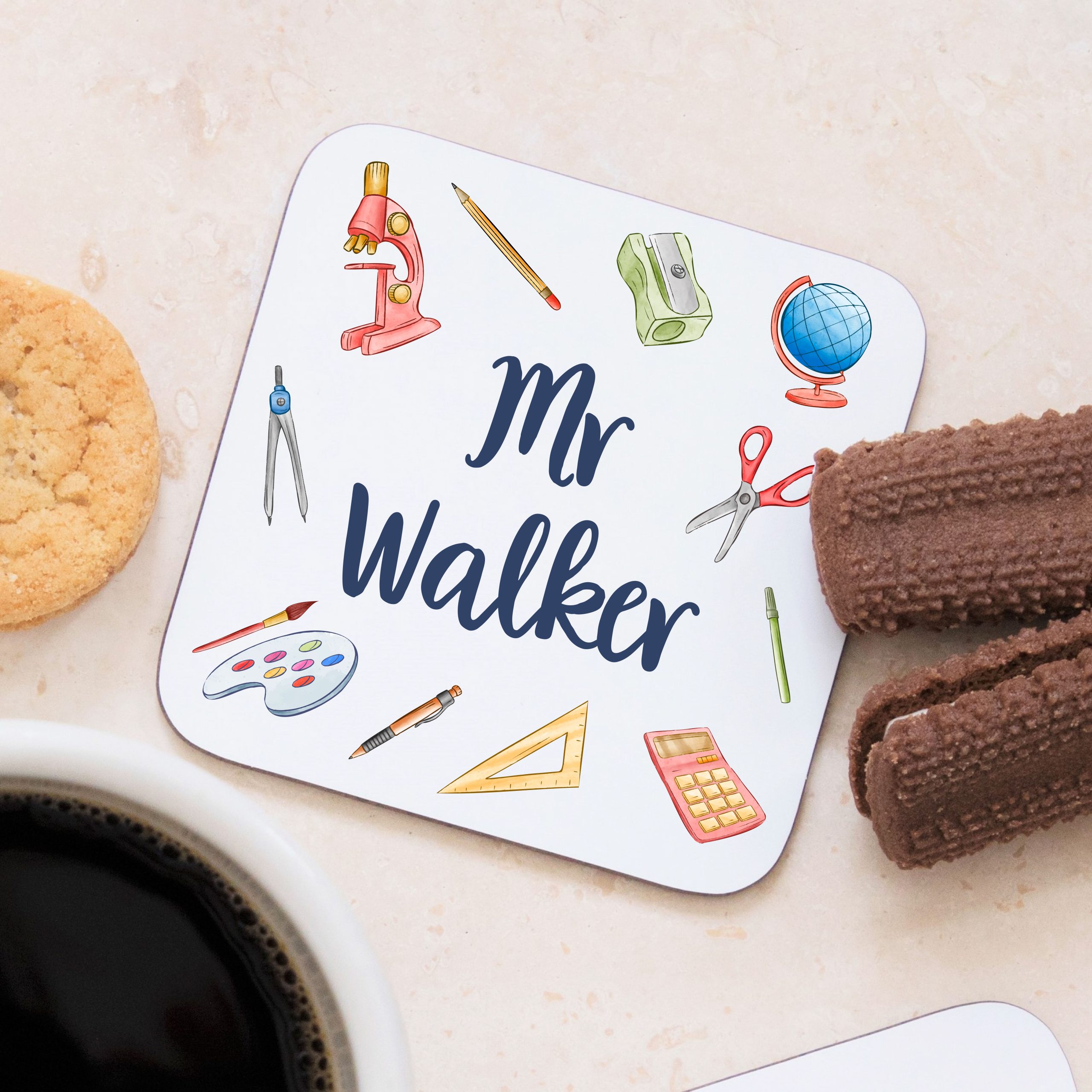 Personalised Teacher Stationery Wooden Coaster - Teacher Appreciation Gift - Image 5