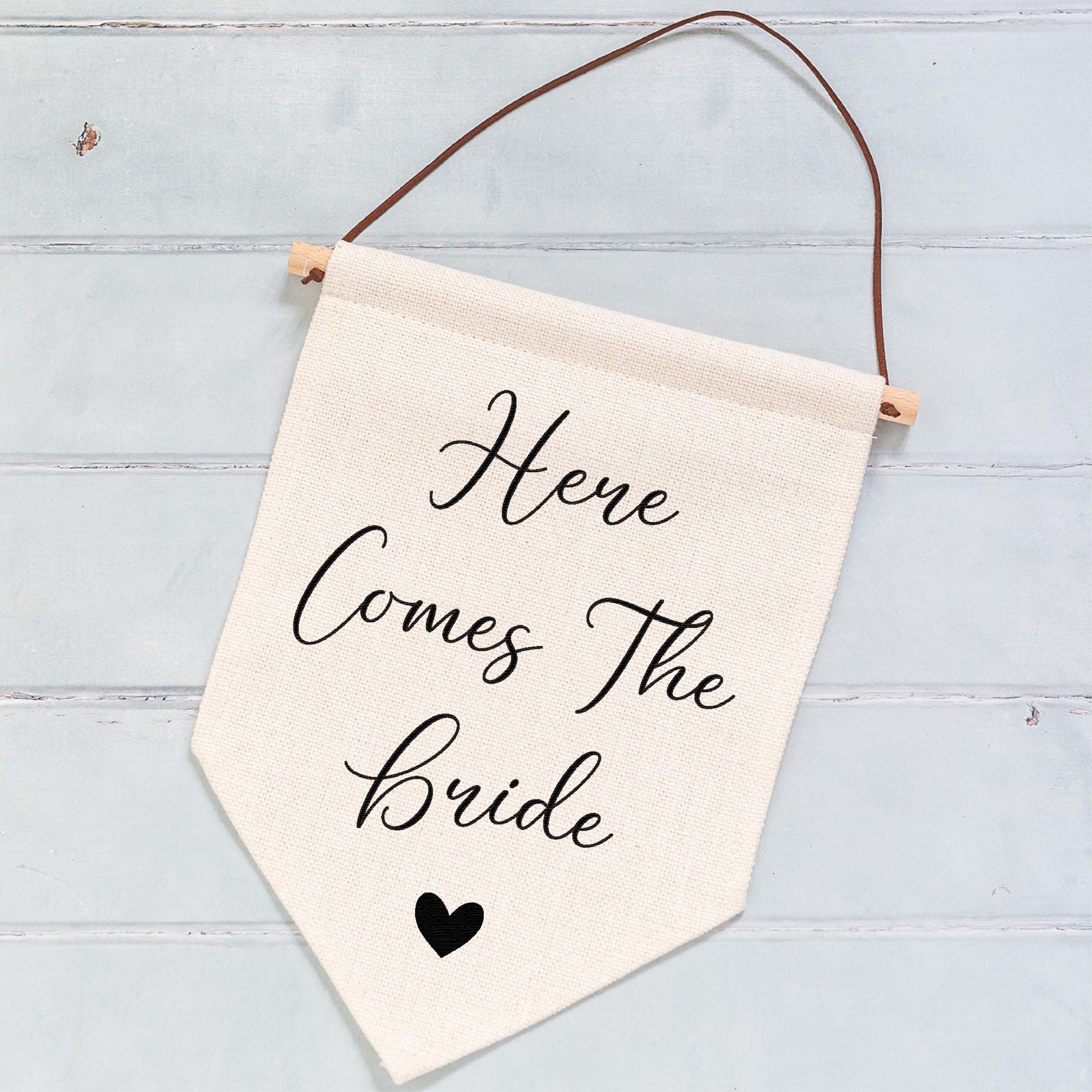 Here Comes The Bride Linen Flag - Page Boy or Flower Girl Sign - Image 6