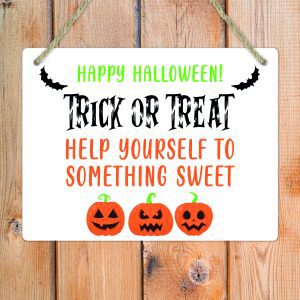 Halloween Trick Or Treat Help Yourself to Sweets Metal Sign - Seasonal Halloween Décor