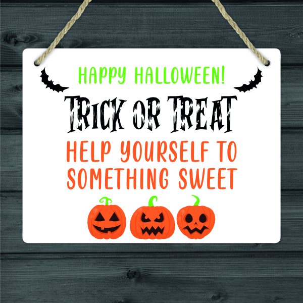 Halloween Trick Or Treat Help Yourself to Sweets Metal Hanging Sign Plaque - Image 2