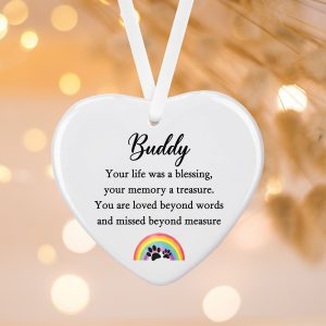 Personalised Dog Missed Ceramic Heart Hanging Decoration Ornament