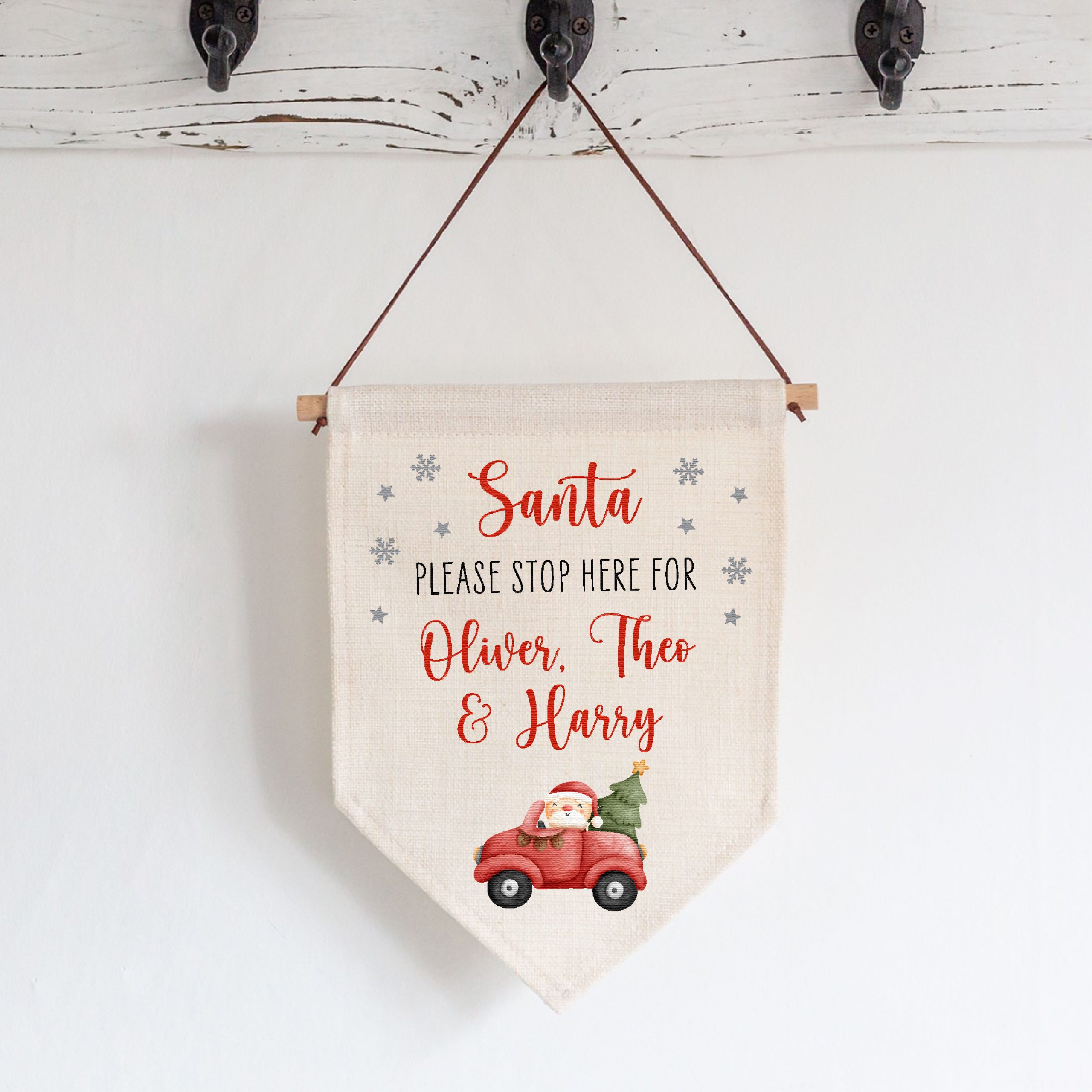 Personalised Santa Stop Here Linen Flag - Seasonal Family Xmas Wall Art Décor - Image 7