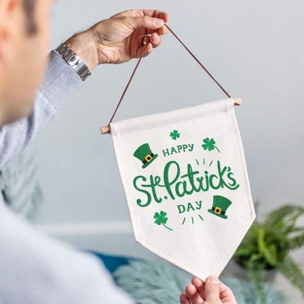 Happy St Patrick's Day Linen Style Hanging Flag Pennant Sign - Image 2