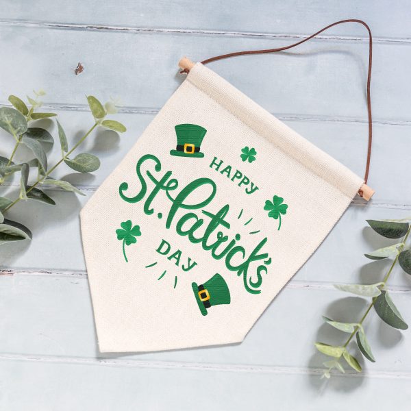 Happy St Patrick's Day Linen Style Hanging Flag Pennant Sign - Image 3