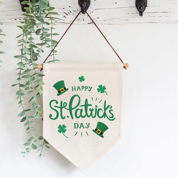 Happy St Patrick's Day Linen Style Hanging Flag Pennant Sign - Image 4