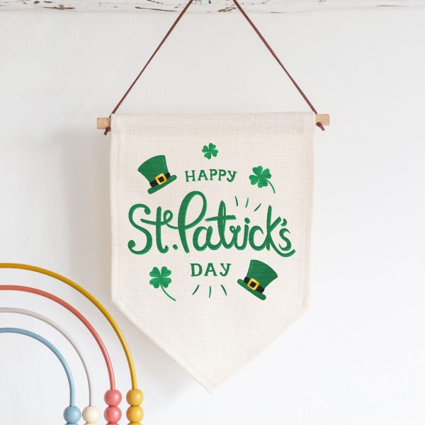 Happy St Patrick's Day Linen Style Hanging Flag Pennant Sign - Image 5