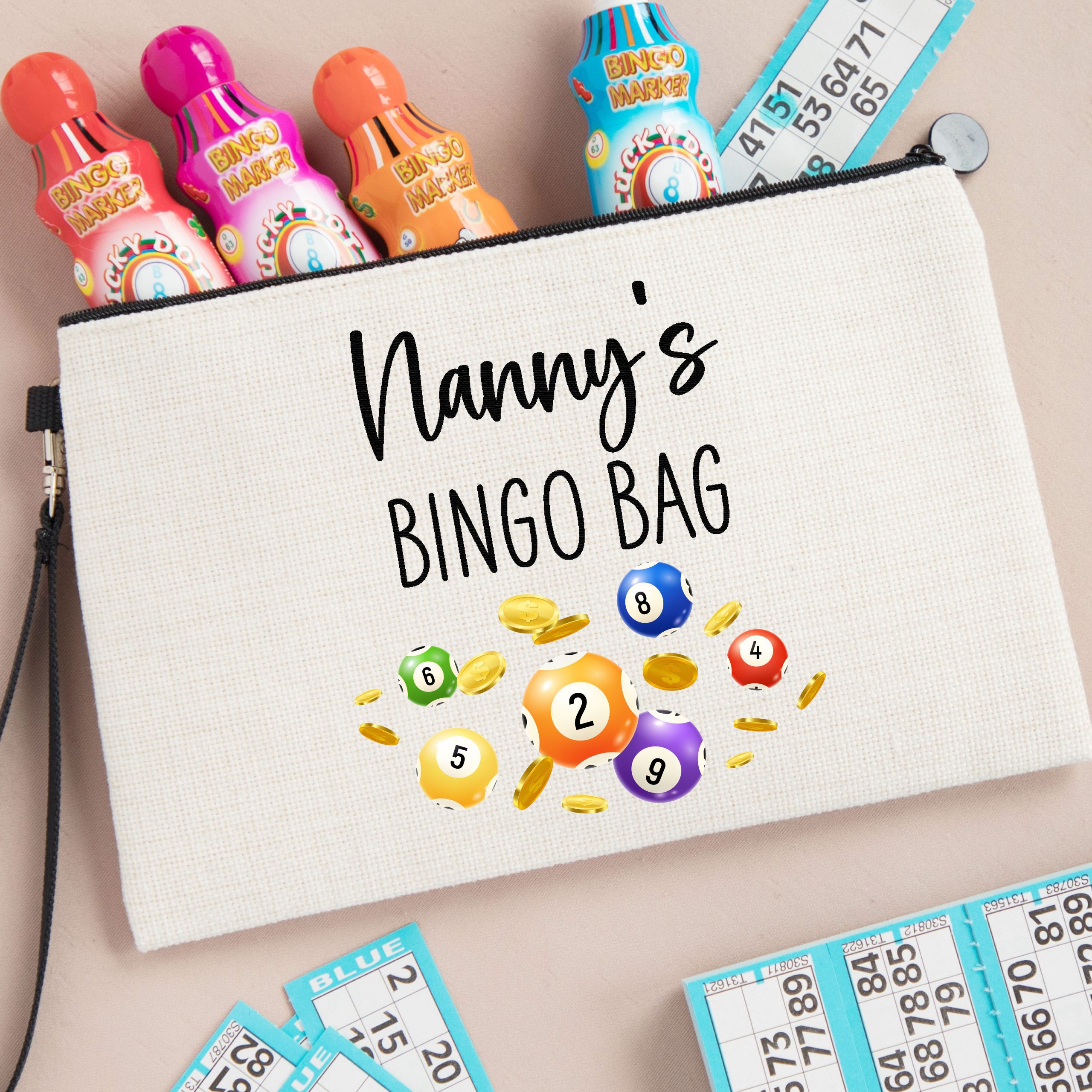Nanny Bingo Bag Linen Pouch - Gift for Nanny - Image 2