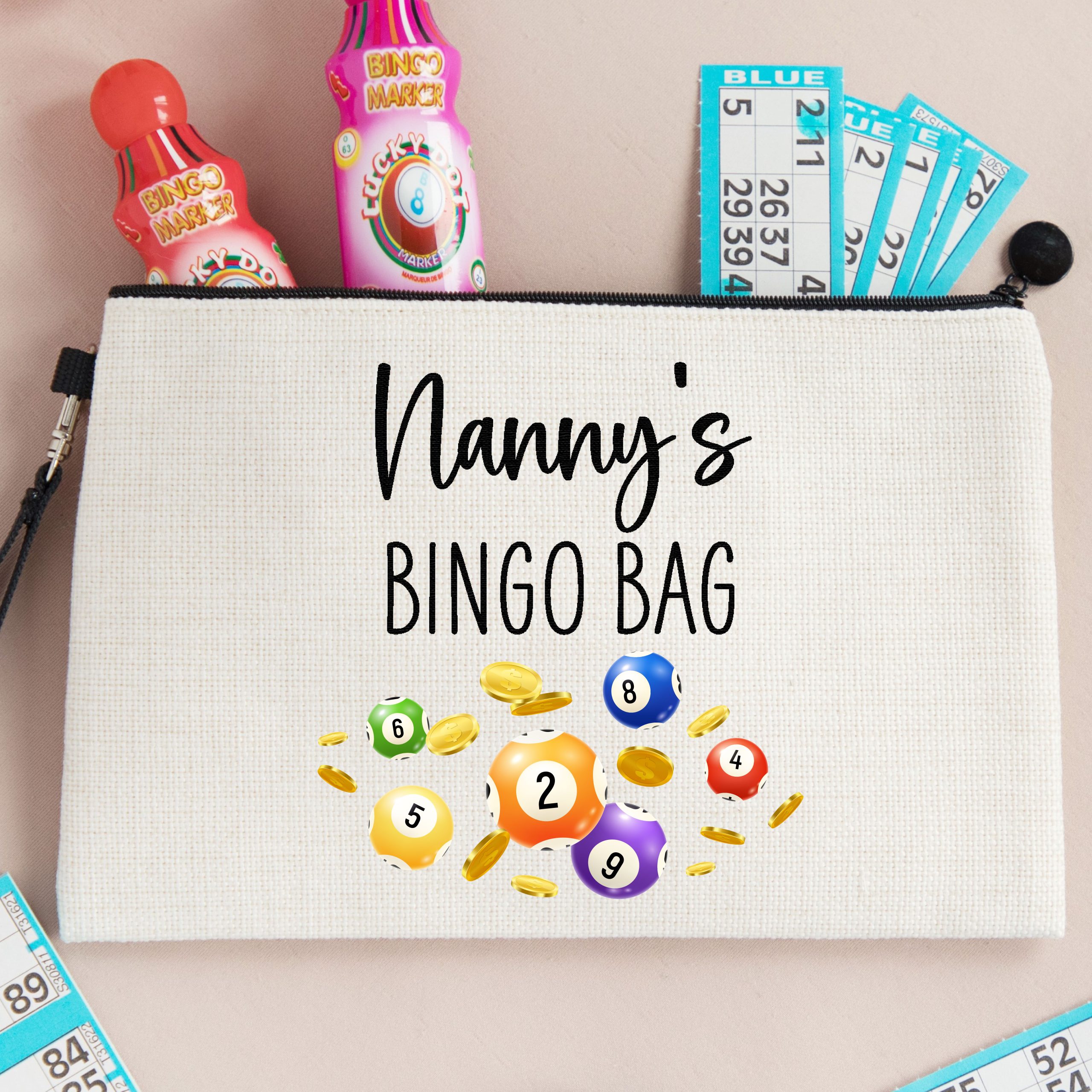 Nanny Bingo Bag Linen Pouch - Gift for Nanny - Image 4