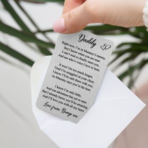 Personalised Daddy From Baby Bump Metal Wallet Card