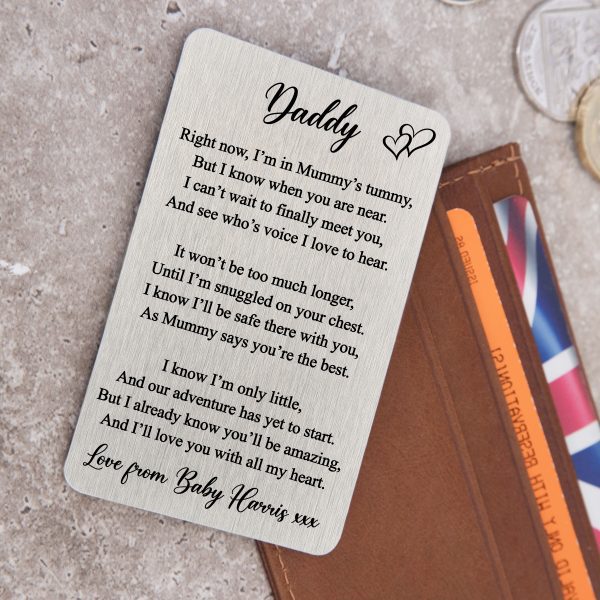 Personalised Daddy From Baby Bump Metal Wallet Card - Image 3