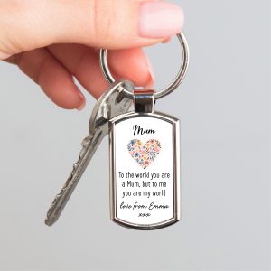 Personalised Mum My World Metal Keyring - Gift for Mum