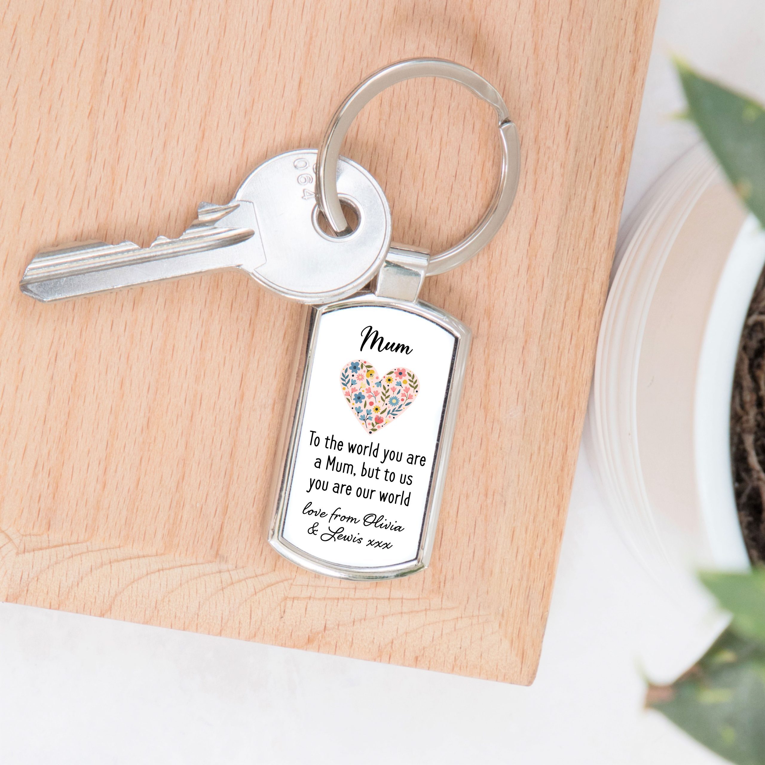 Personalised Mum My World Metal Keyring - Gift for Mum - Image 2