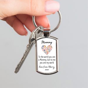 Personalised Mummy My World Metal Keyring - Gift for Mummy