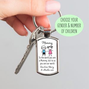 Personalised Mummy Our World Metal Keyring - Gift for Mummy