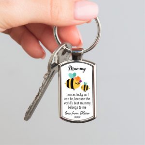 Personalised World's Best Mummy Bee Metal Keyring - Gift for Mummy