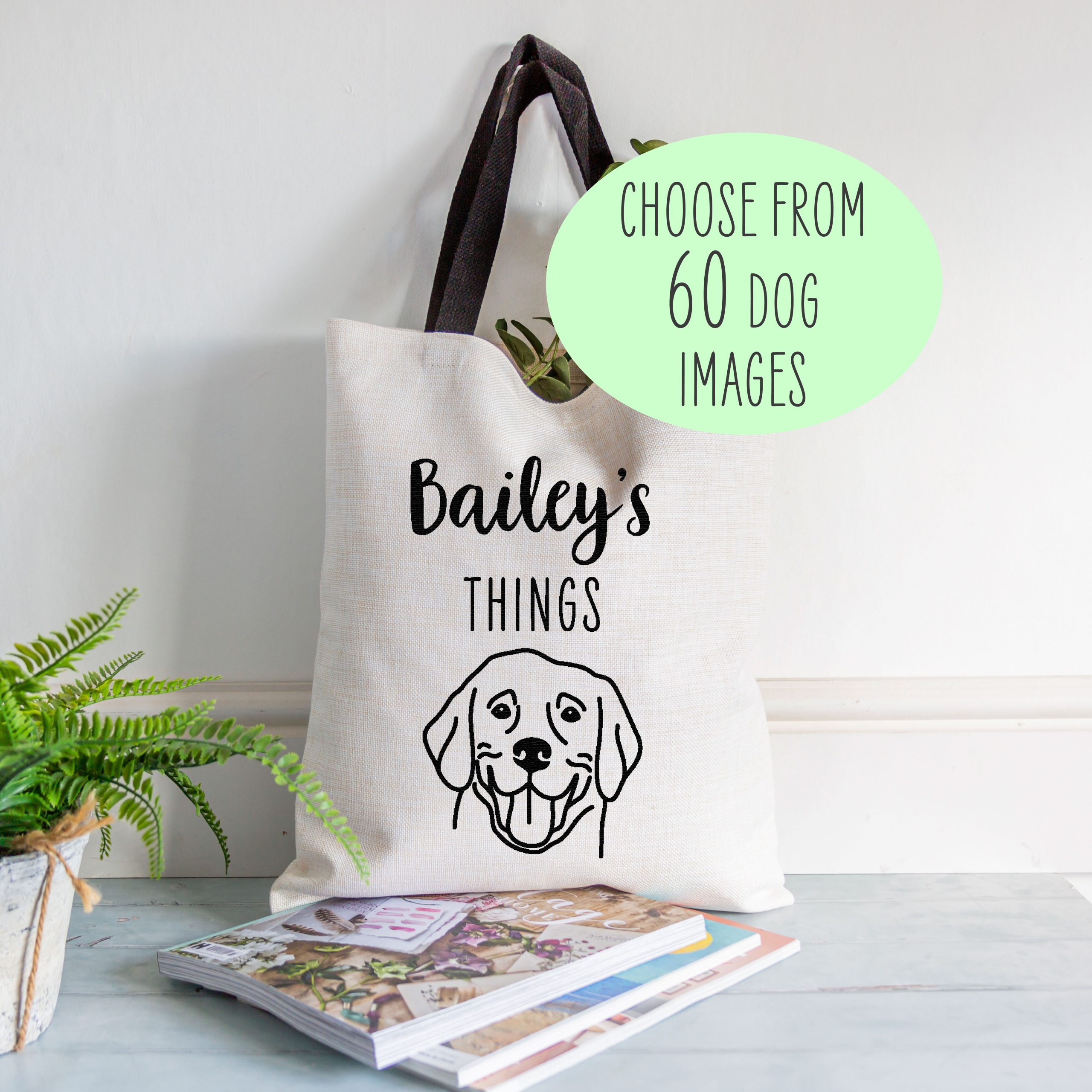 Personalised Dog's Things Linen Tote Bag - Gift for Dog Dad or Mum