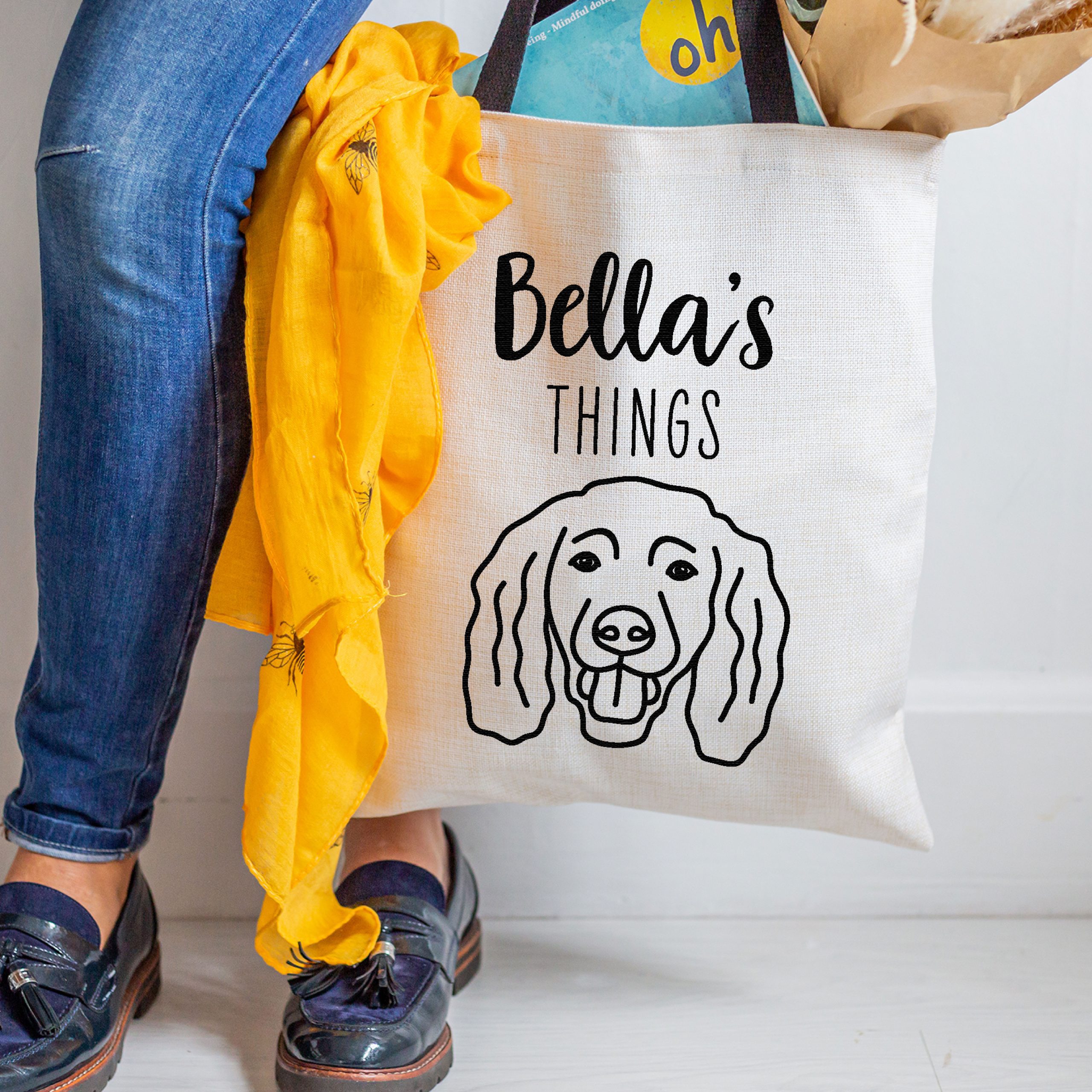 Personalised Dog's Things Linen Tote Bag - Gift for Dog Dad or Mum - Image 2