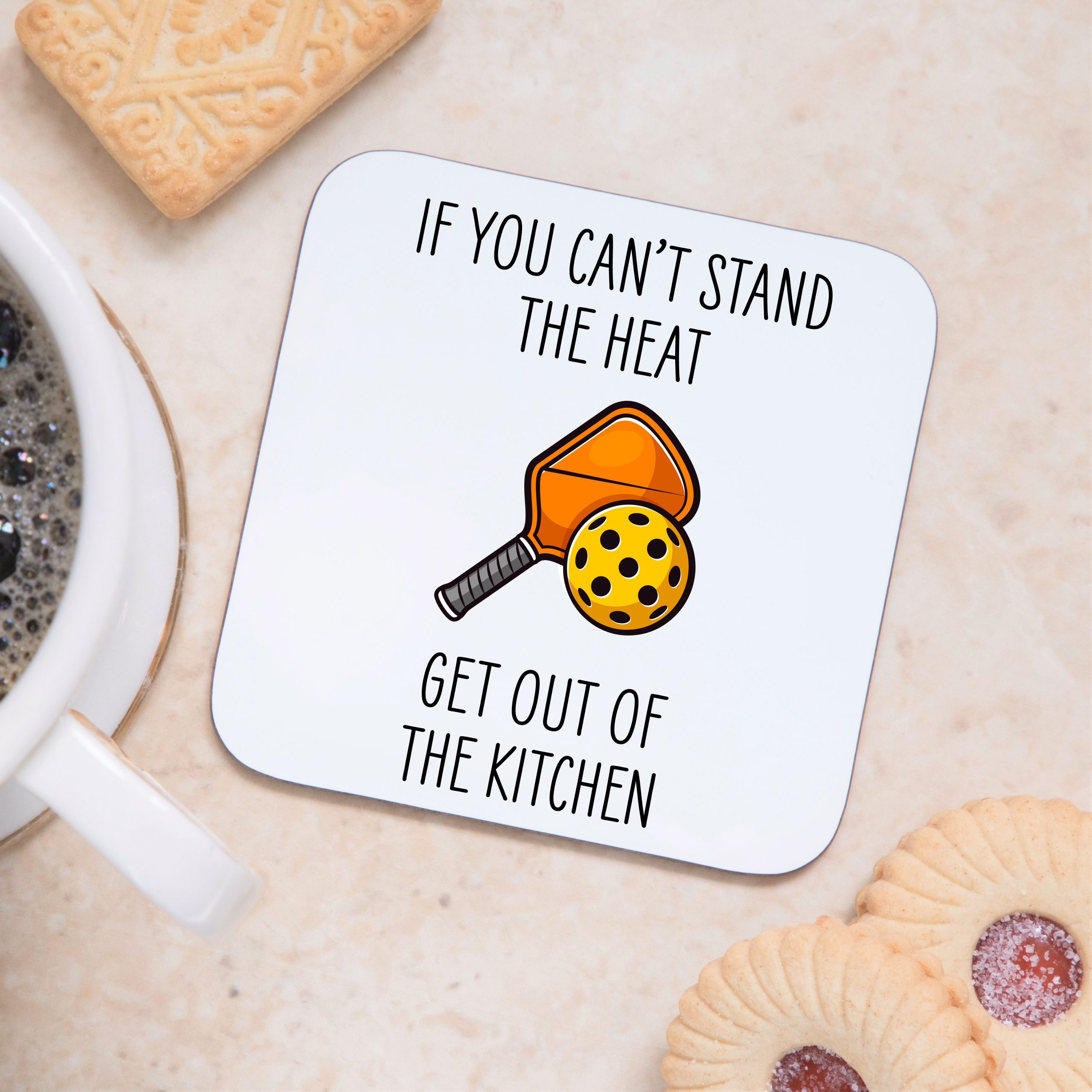 Pickleball Get Out Of The Kitchen Wooden Coaster - Gift for Pickleball Player