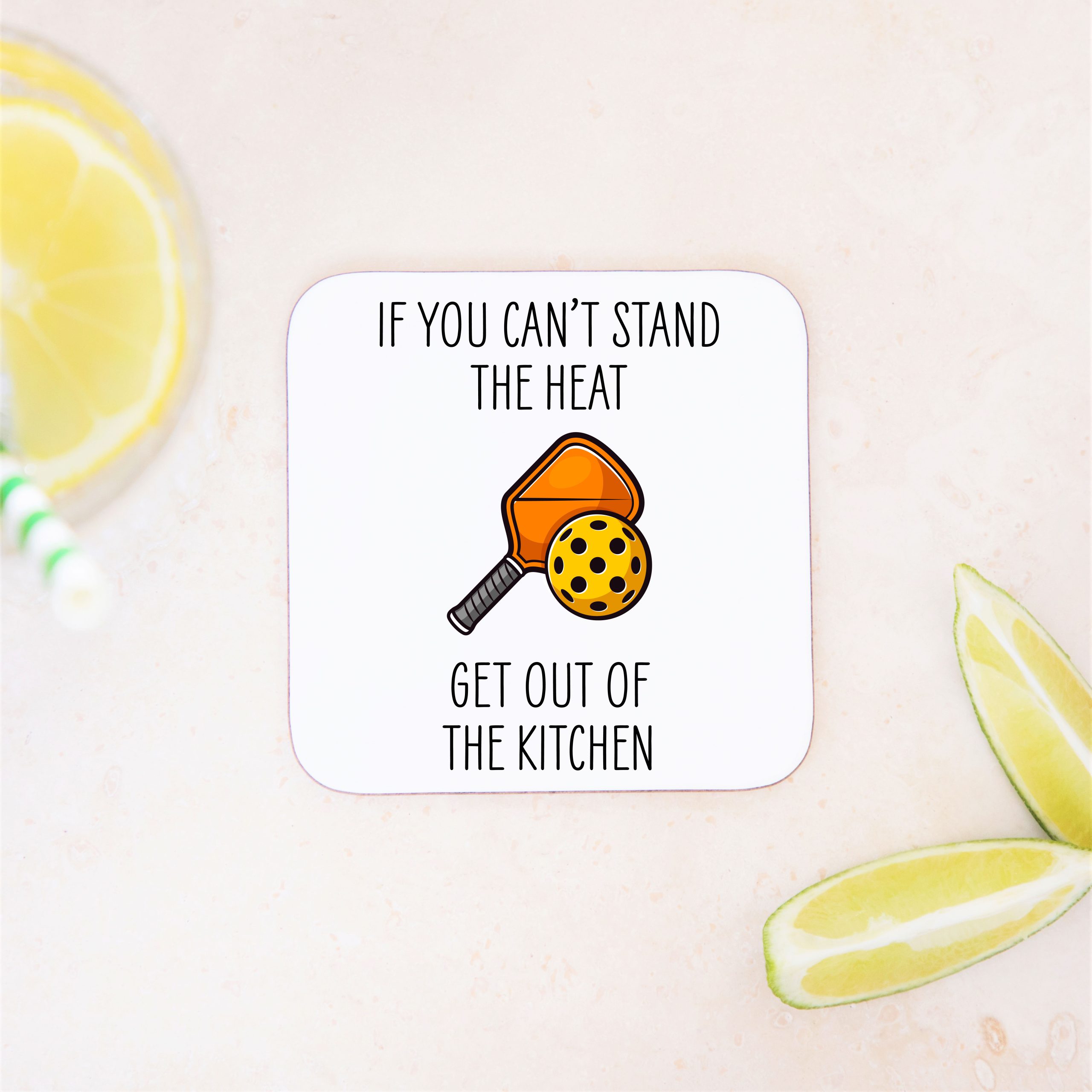 Pickleball Get Out Of The Kitchen Wooden Coaster - Gift for Pickleball Player - Image 2