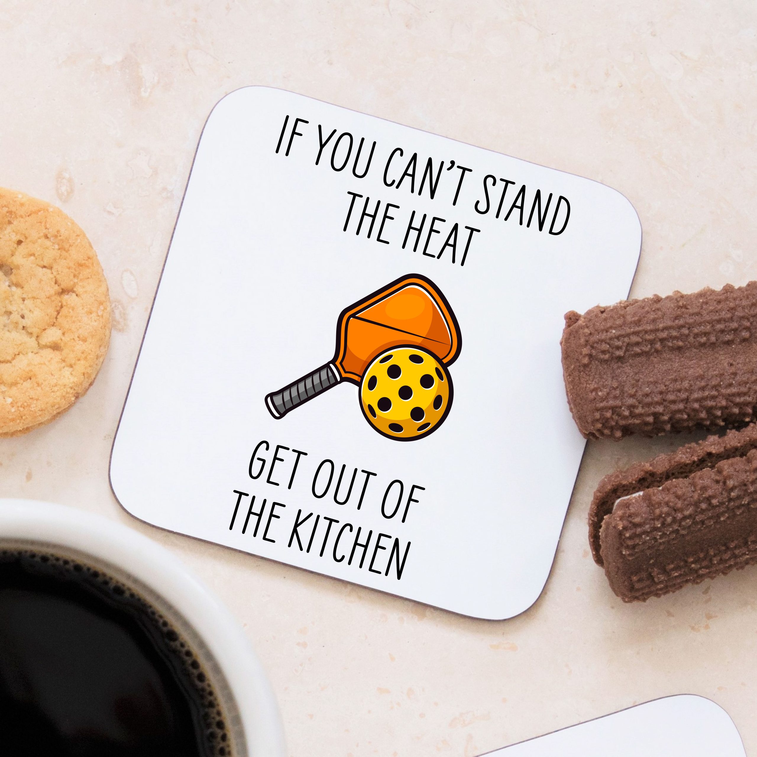 Pickleball Get Out Of The Kitchen Wooden Coaster - Gift for Pickleball Player - Image 3