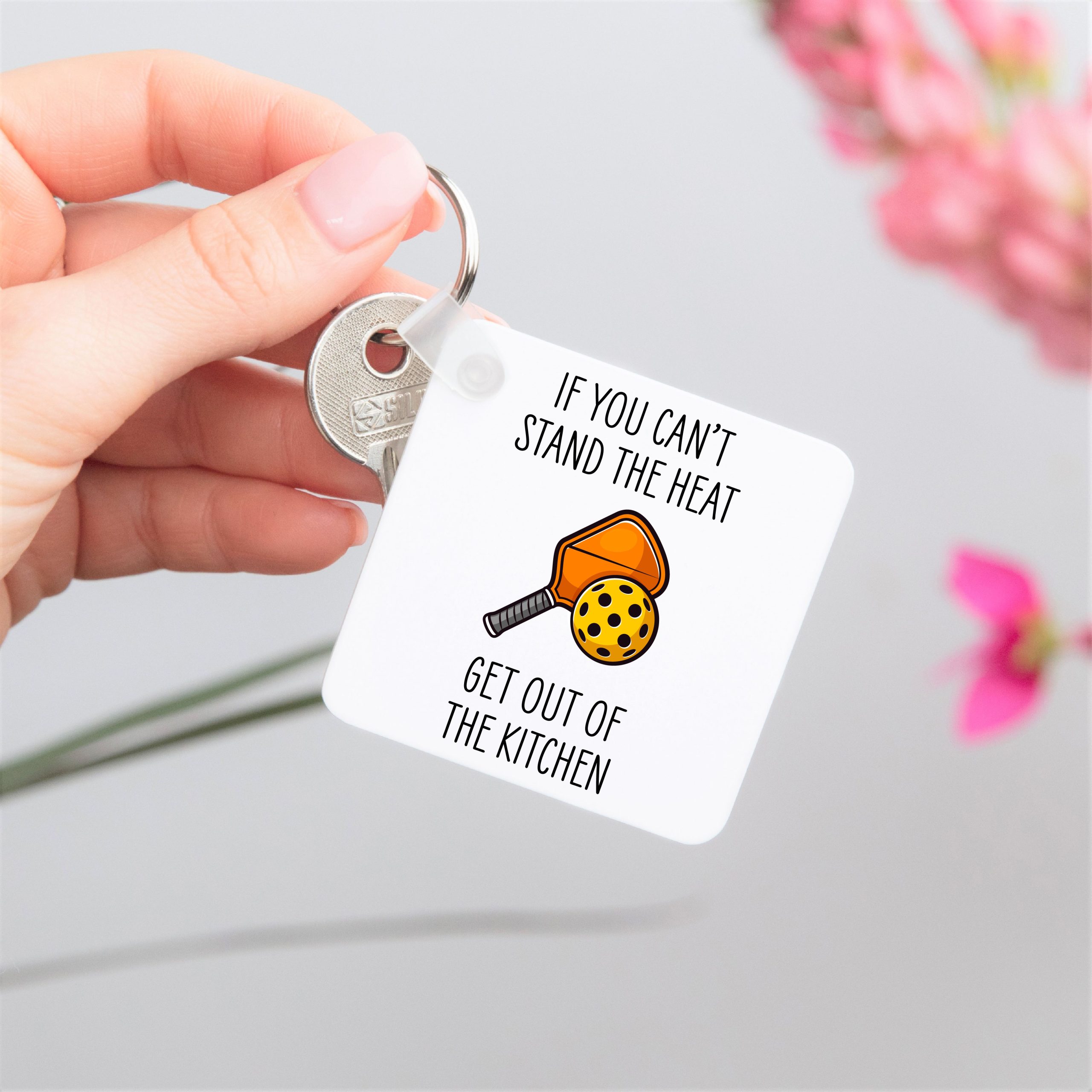 Pickleball Get Out Of The Kitchen Plastic Keyring - Gift for Pickleball Player - Image 3