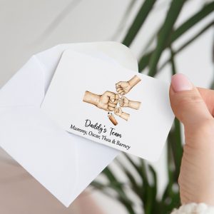 Personalised Dad's Daddy's Team Fist Bump Metal White Wallet Card