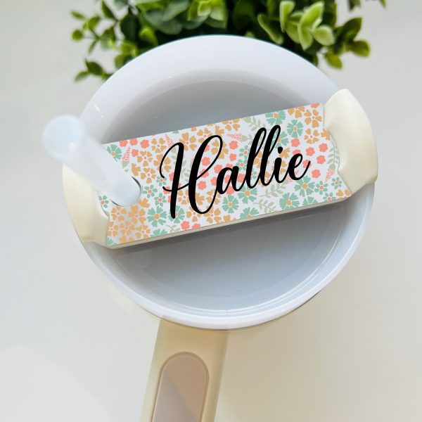 Personalised Name Floral Metal Tumbler Cup Topper Plate Tag Gift - Image 8