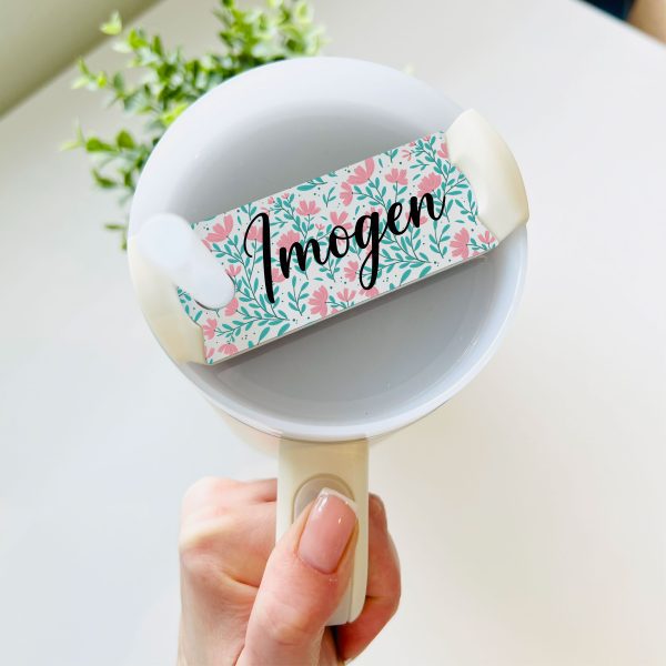 Personalised Name Floral Metal Tumbler Cup Topper Plate Tag Gift - Image 2