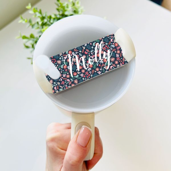 Personalised Name Floral Metal Tumbler Cup Topper Plate Tag Gift - Image 6