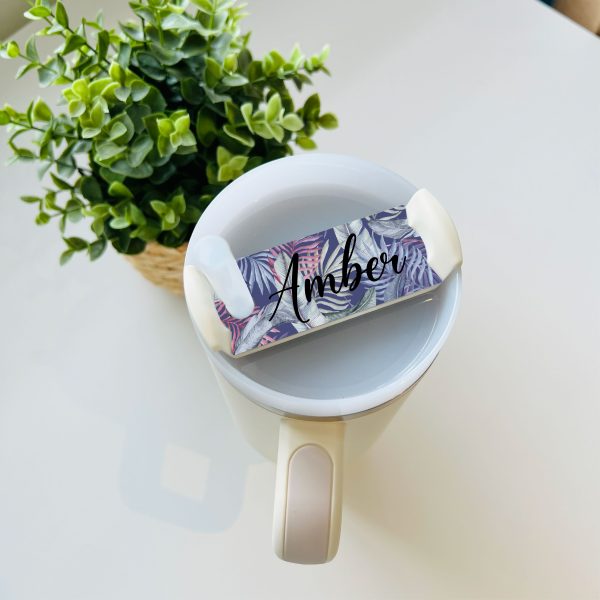 Personalised Name Floral Metal Tumbler Cup Topper Plate Tag Gift - Image 7