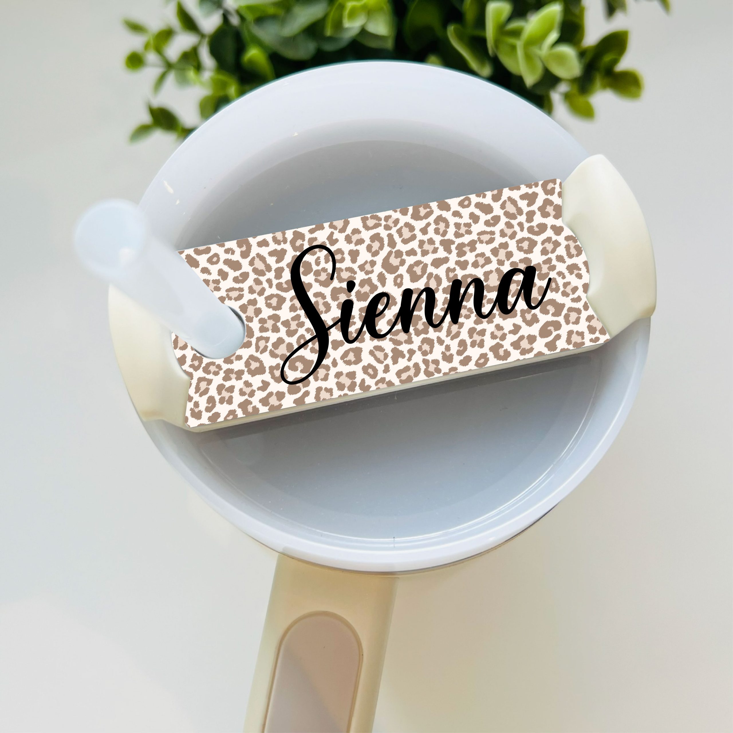 Personalised Leopard Print Metal Tumbler Straw Topper - Gift for Daughter