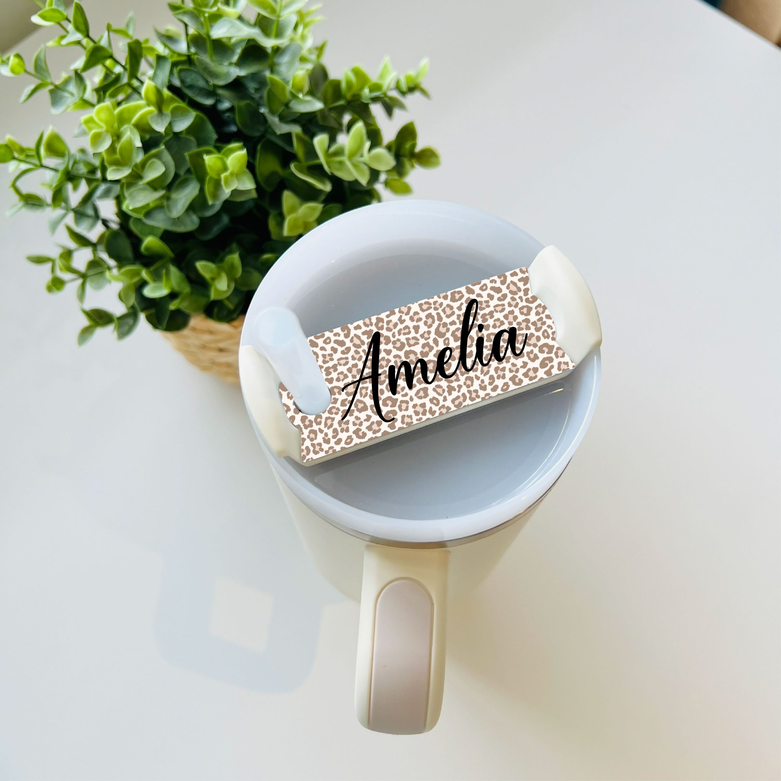 Personalised Leopard Print Metal Tumbler Straw Topper - Gift for Daughter - Image 3