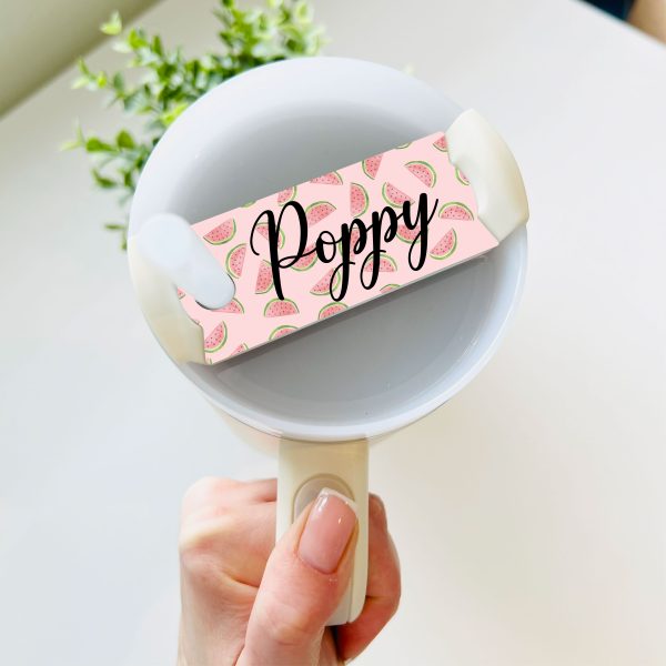 Personalised Name Watermelon Metal Tumbler Cup Topper Plate Tag Gift - Image 2