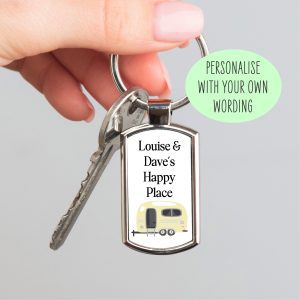 Personalised Caravan Keys Metal Keyring - Gift for Caravan Owner