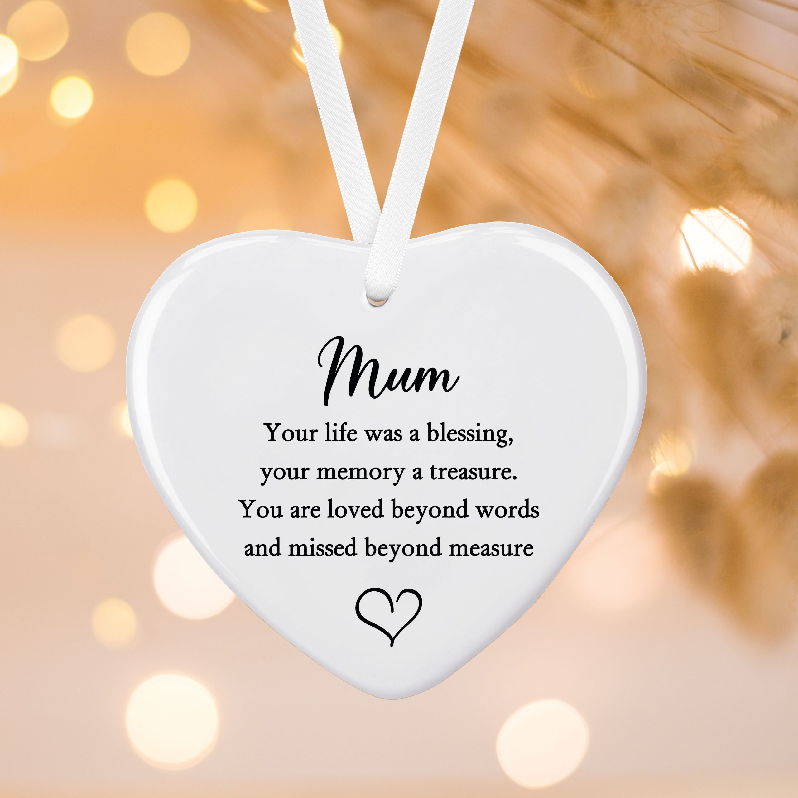 Personalised Missed Ceramic Heart Christmas Tree Bauble Decoration