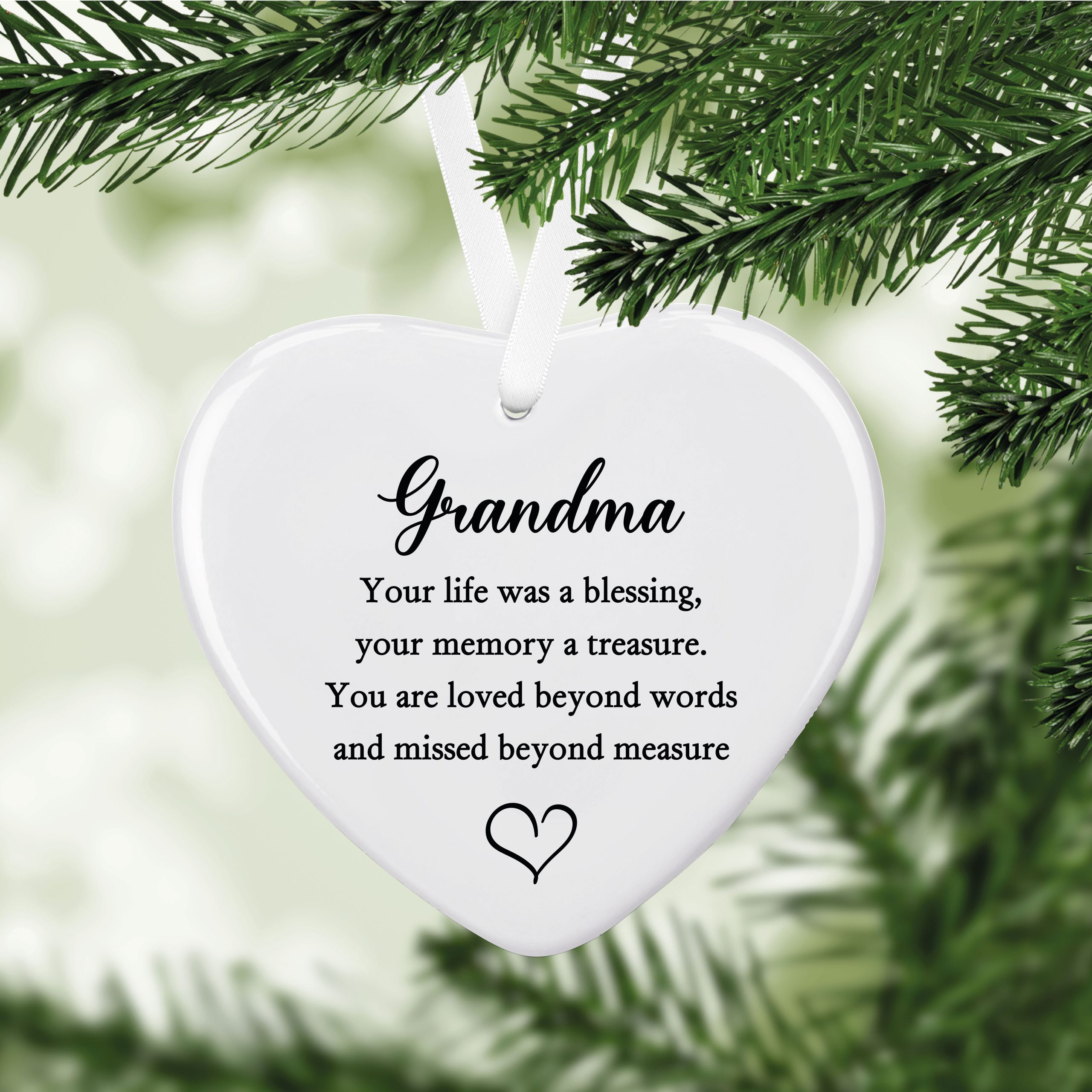 Personalised Missed Ceramic Heart Christmas Tree Bauble Decoration - Image 2
